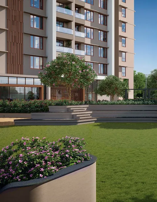 Landscaped gardens at Kalpataru Blossoms